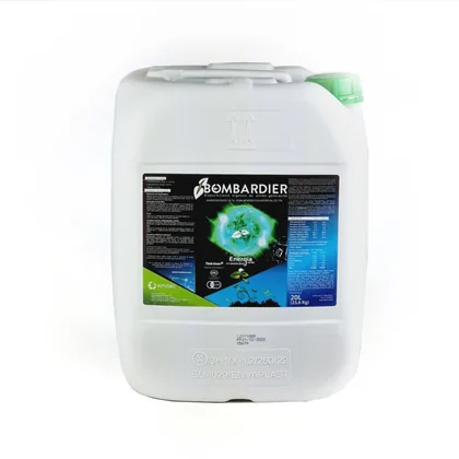 Envase de Bombardier 20 Litros Abono Fertilizante - KIMITEC, bioestimulante líquido de origen vegetal