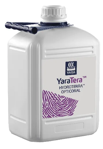 Envase de YaraTera Hydroterra Opticoral · 20 L, abono líquido para fertirrigación
