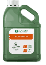 Envase de MicroSync Fe, complejo líquido de hierro con ácidos húmicos y aminoácidos vegetales